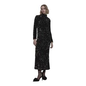 Zara Black Glitter Long Sleeve Dress